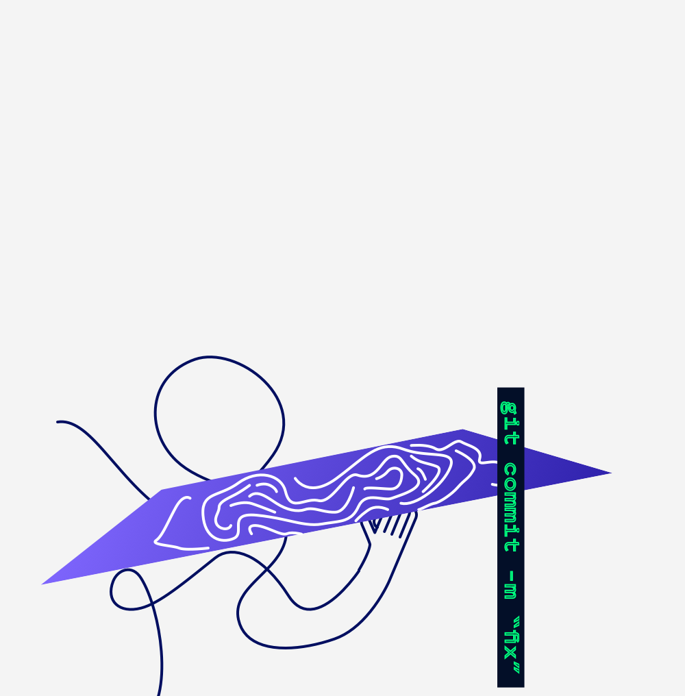 Illustration zum Thema Civic Tech mit abstrakten Formen und Code-Schrift